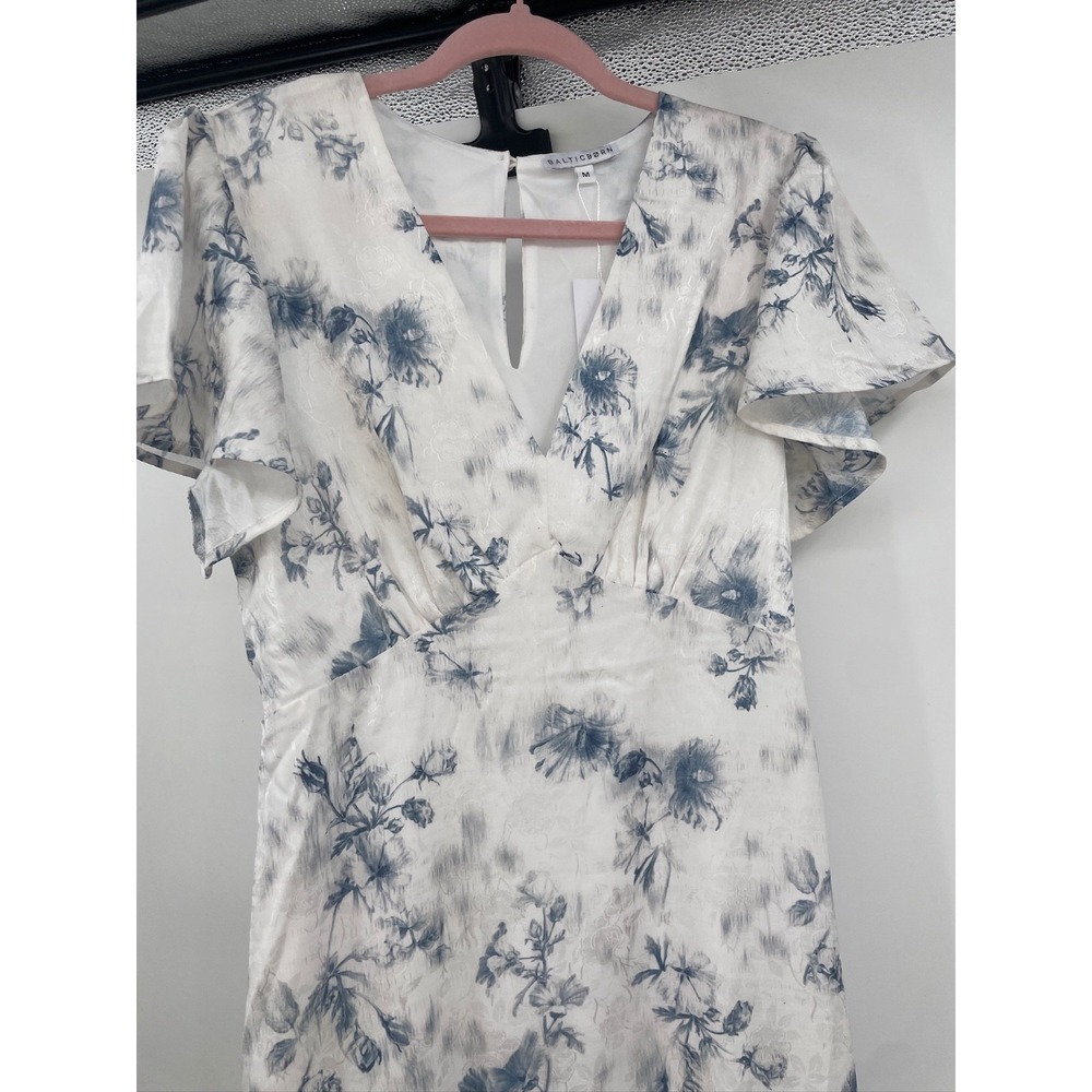 baltic born carmen maxi dress off white blue floral size women's medium - Picture 3 of 10